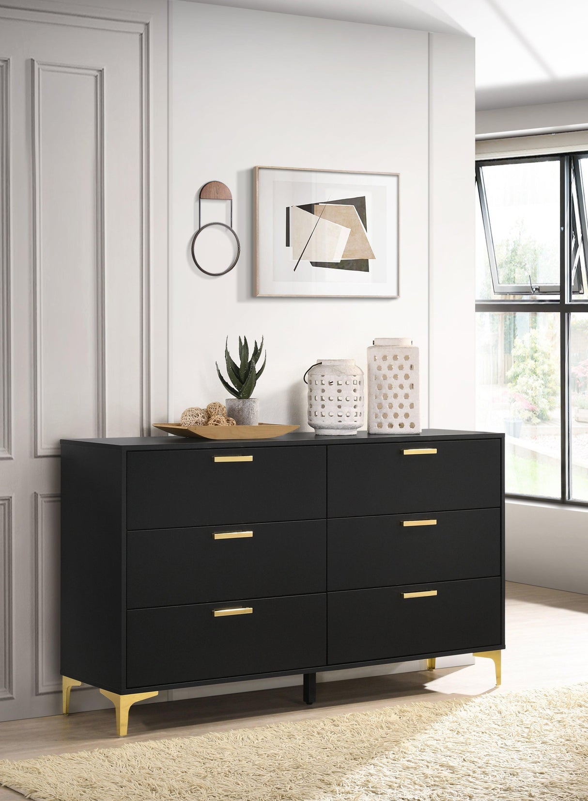 Kendall Square Dresser Mirror Black - Ella Furniture