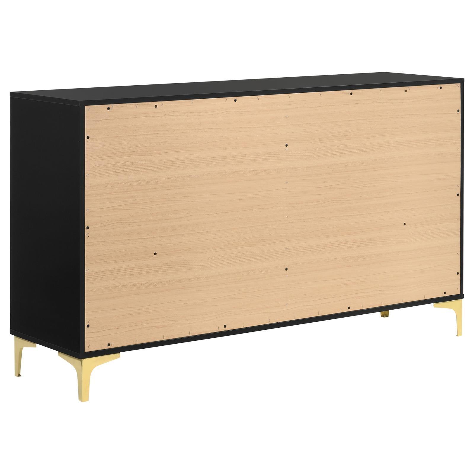 Kendall 6-Drawer Dresser Black And Gold - Ella Furniture