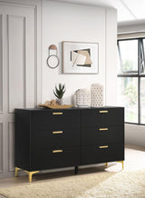 Kendall 2-Drawer Nightstand Black And Gold - Ella Furniture