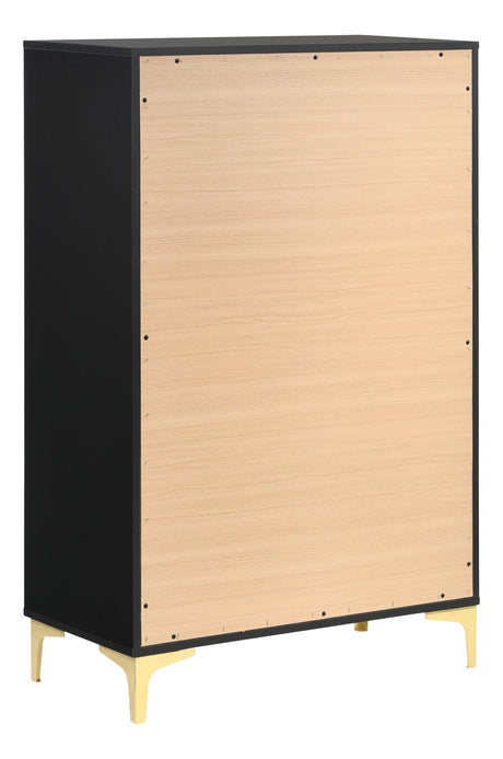 Kendall 5-Drawer Chest Black And Gold - Ella Furniture