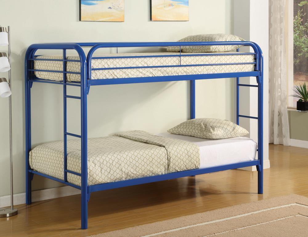 Morgan Twin Over Twin Bunk Bed Blue - Ella Furniture