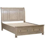Bethel Wire Brushed Gray Traditional Birch Veneer Wood Engineered Wood Queen Platform Bed - Ella Furniture