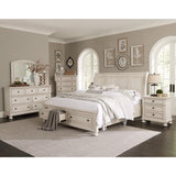 Bethel Wire Brushed White Traditional Birch Veneer Wood And Engineered Wood King Platform Bed - Ella Furniture