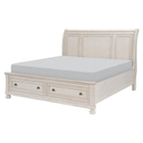 Bethel Wire Brushed White Traditional Birch Veneer Wood And Engineered Wood King Platform Bed - Ella Furniture