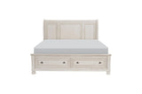 Bethel Antique White Modern Classic Transitional Solid Wood Sleigh Storage Bedroom Set - Ella Furniture