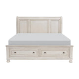 Bethel Wire Brushed White Traditional Birch Veneer Wood And Engineered Wood King Platform Bed - Ella Furniture