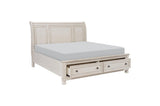 Bethel Antique White Modern Classic Transitional Solid Wood Sleigh Storage Bedroom Set - Ella Furniture