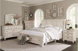 Bethel Antique White Modern Classic Transitional Solid Wood Sleigh Storage Bedroom Set - Ella Furniture