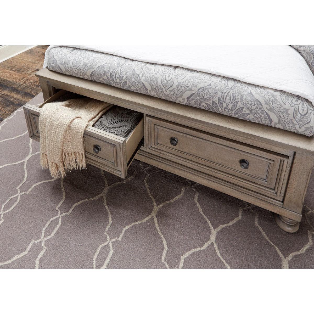 Bethel Wire Brushed Gray Traditional Birch Veneer Wood Engineered Wood Queen Platform Bed - Ella Furniture