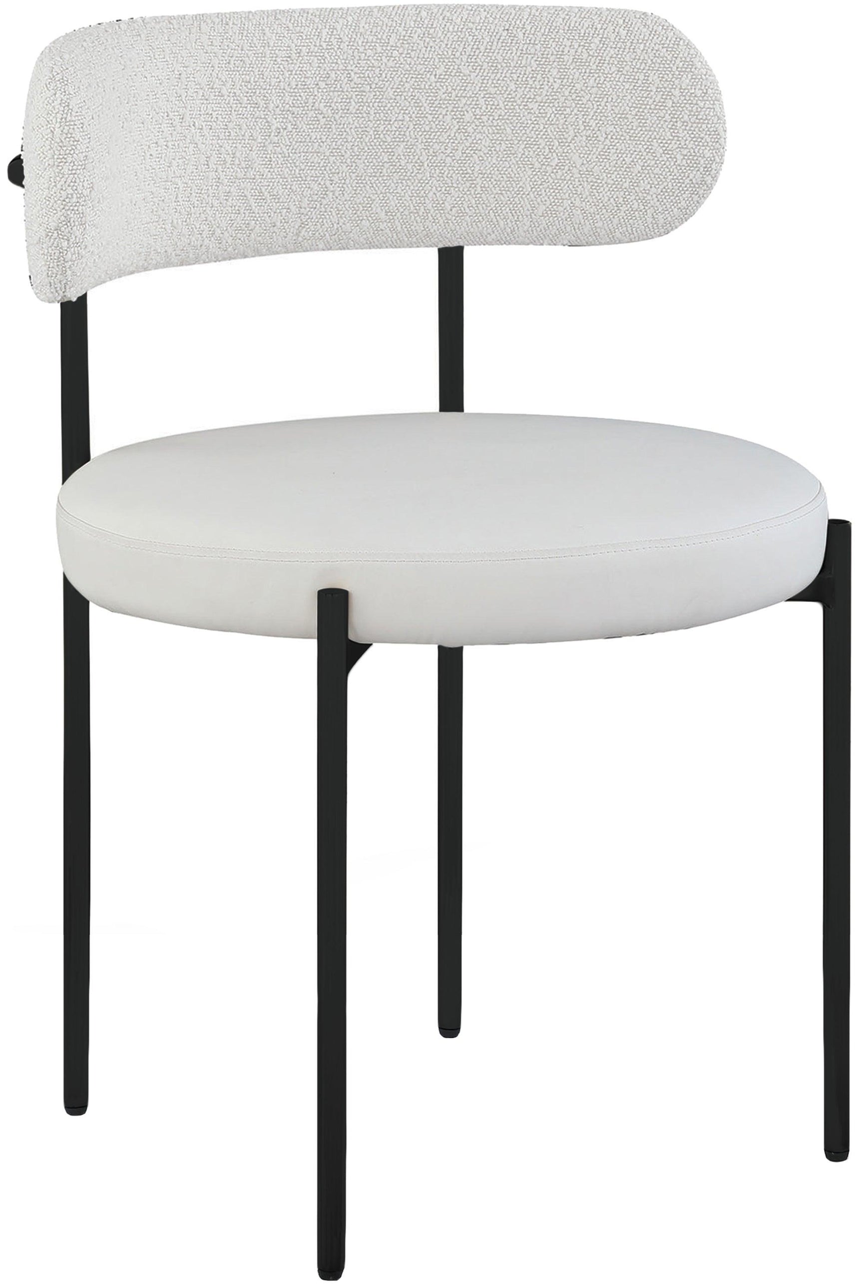 Beacon Cream Cream Faux Leather And Boucle Fabric Dining Chair - Ella Furniture