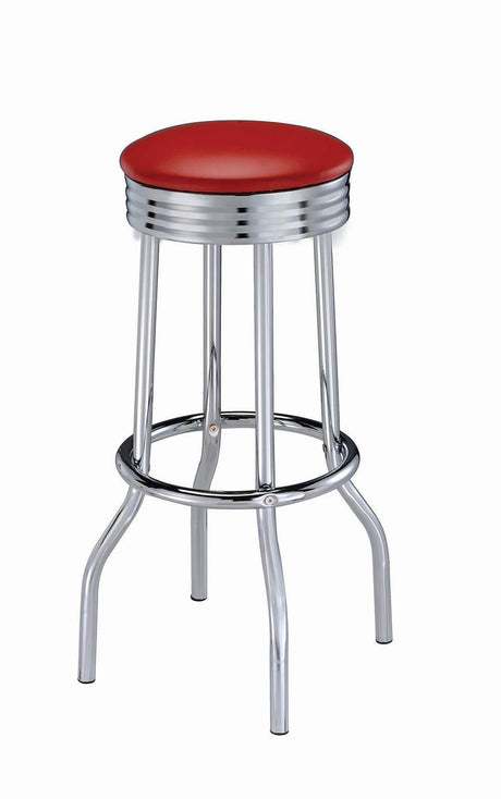 Hopkins Upholstered Top Bar Stools Red And Chrome (Set Of 2) - Ella Furniture
