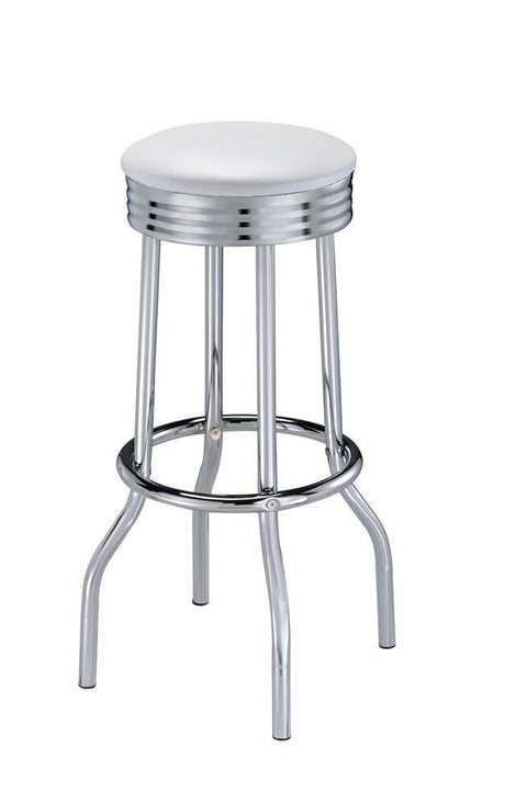 Theodore Upholstered Top Bar Stools White And Chrome (Set Of 2) - Ella Furniture