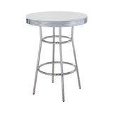 Theodore Round Bar Table Chrome And Glossy White - Ella Furniture