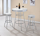 Theodore Round Bar Table Chrome And Glossy White - Ella Furniture