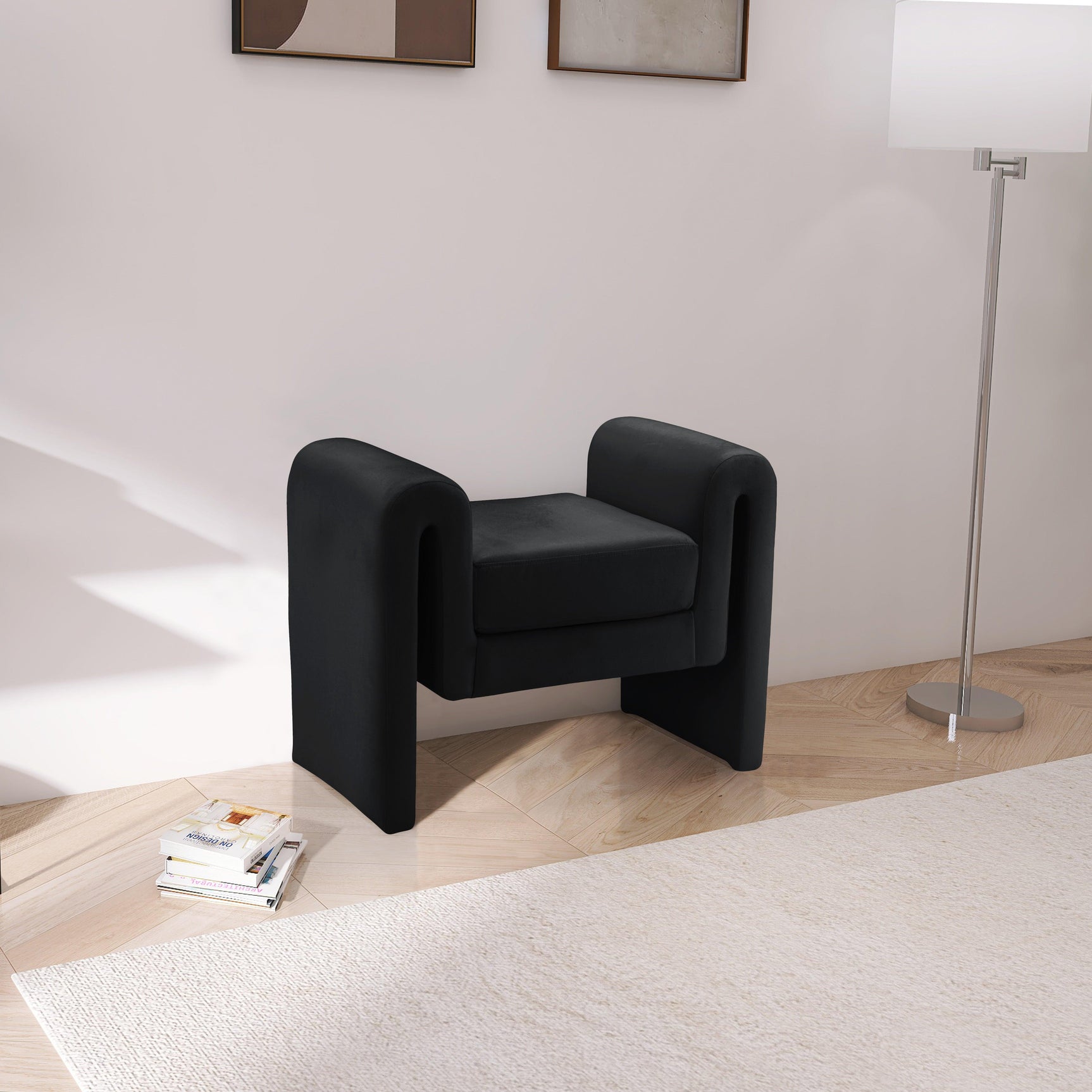 Sloan Black Velvet 31.5" Bench - Ella Furniture