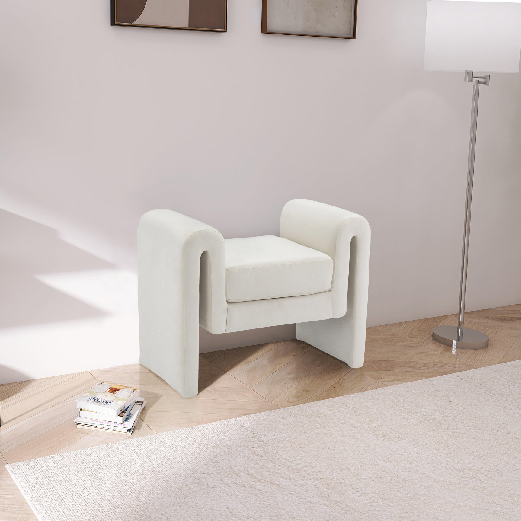 Sloan Cream Velvet 31.5" Bench - Ella Furniture