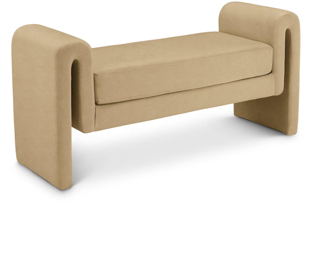 Sloan Camel Velvet 51" Bench - Ella Furniture