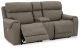 Starbot Fossil 3-Piece Power Reclining Loveseat With Console - Ella Furniture