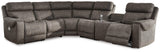Hoopster Gunmetal 6-Piece Power Reclining Sectional - Ella Furniture
