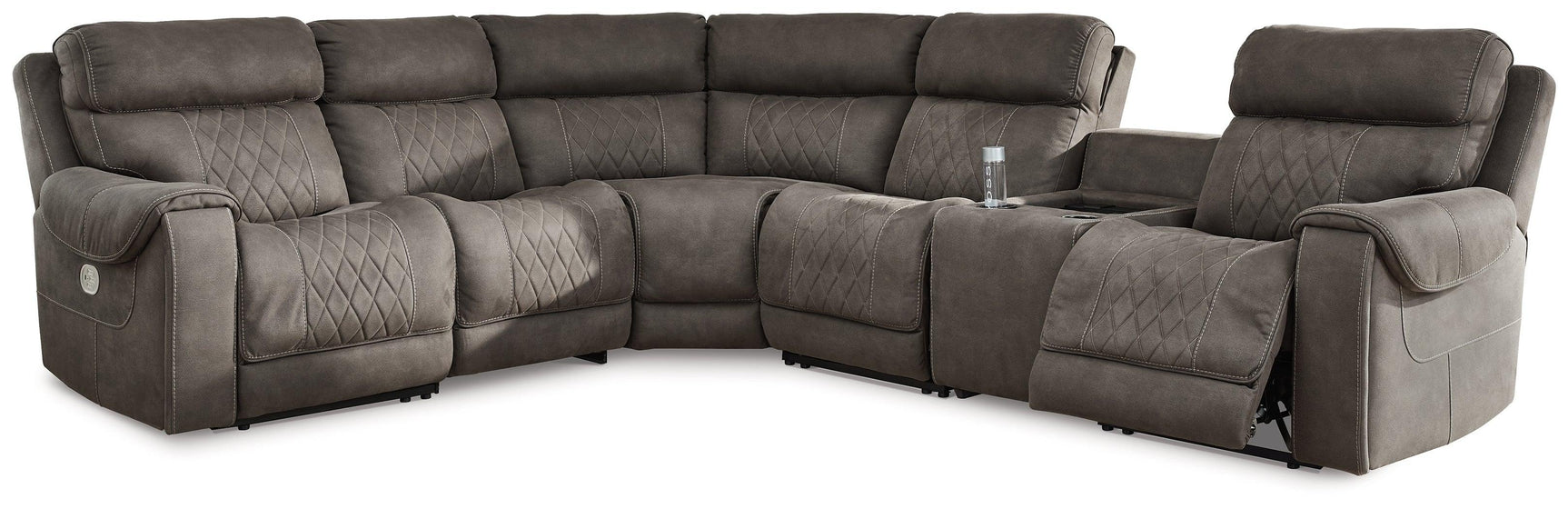 Hoopster Gunmetal 6-Piece Power Reclining Sectional - Ella Furniture