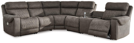 Hoopster Gunmetal 6-Piece Power Reclining Sectional - Ella Furniture