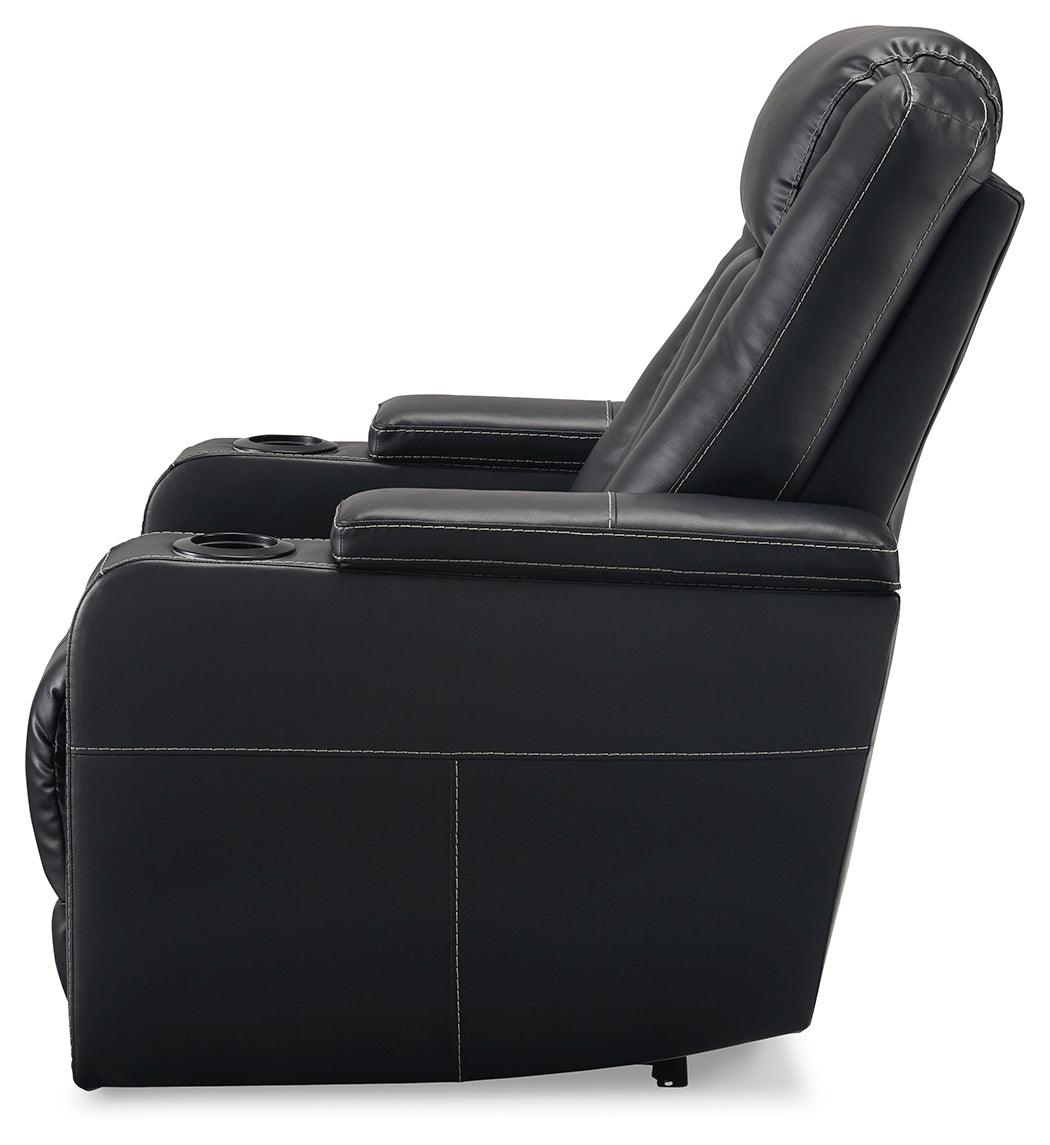 Center Point Black Faux Leather Recliner - Ella Furniture