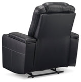 Center Point Black Faux Leather Recliner - Ella Furniture