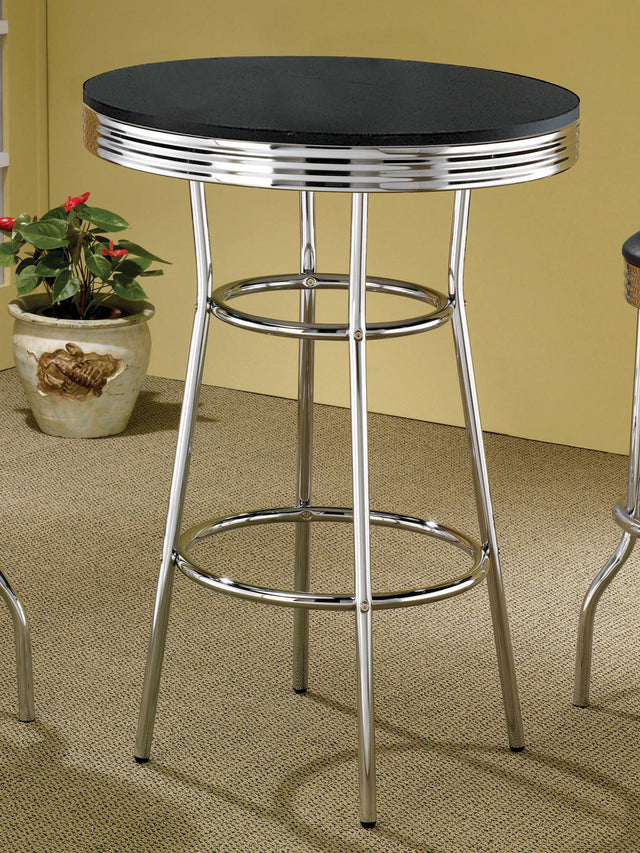 Theodore Round Bar Table Black And Chrome - Ella Furniture