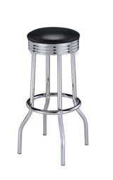 Theodore Upholstered Top Bar Stools Black And Chrome (Set Of 2) - Ella Furniture