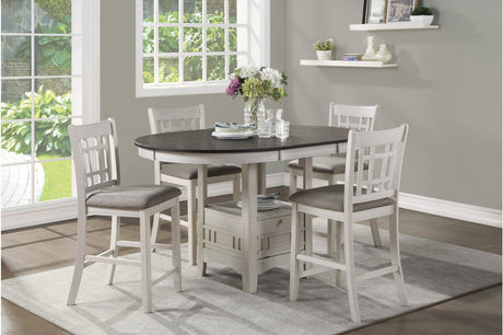Junipero White Modern Traditional Solid Wood Fabric Upholstered Seat Oval Dining Room Set - Ella Furniture