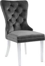 Miley Grey Velvet Dining Chair With Acrylic Legs - Ella Furniture