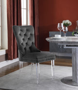 Miley Grey Velvet Dining Chair With Acrylic Legs - Ella Furniture