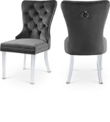 Miley Grey Velvet Dining Chair With Acrylic Legs - Ella Furniture