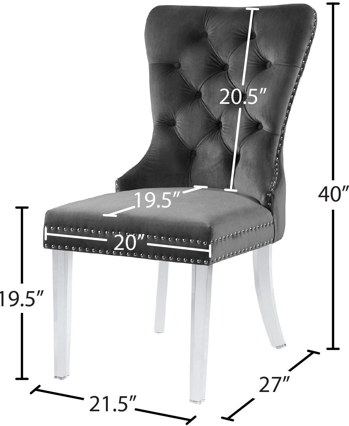 Miley Grey Velvet Dining Chair With Acrylic Legs - Ella Furniture