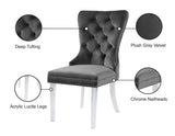 Miley Grey Velvet Dining Chair With Acrylic Legs - Ella Furniture