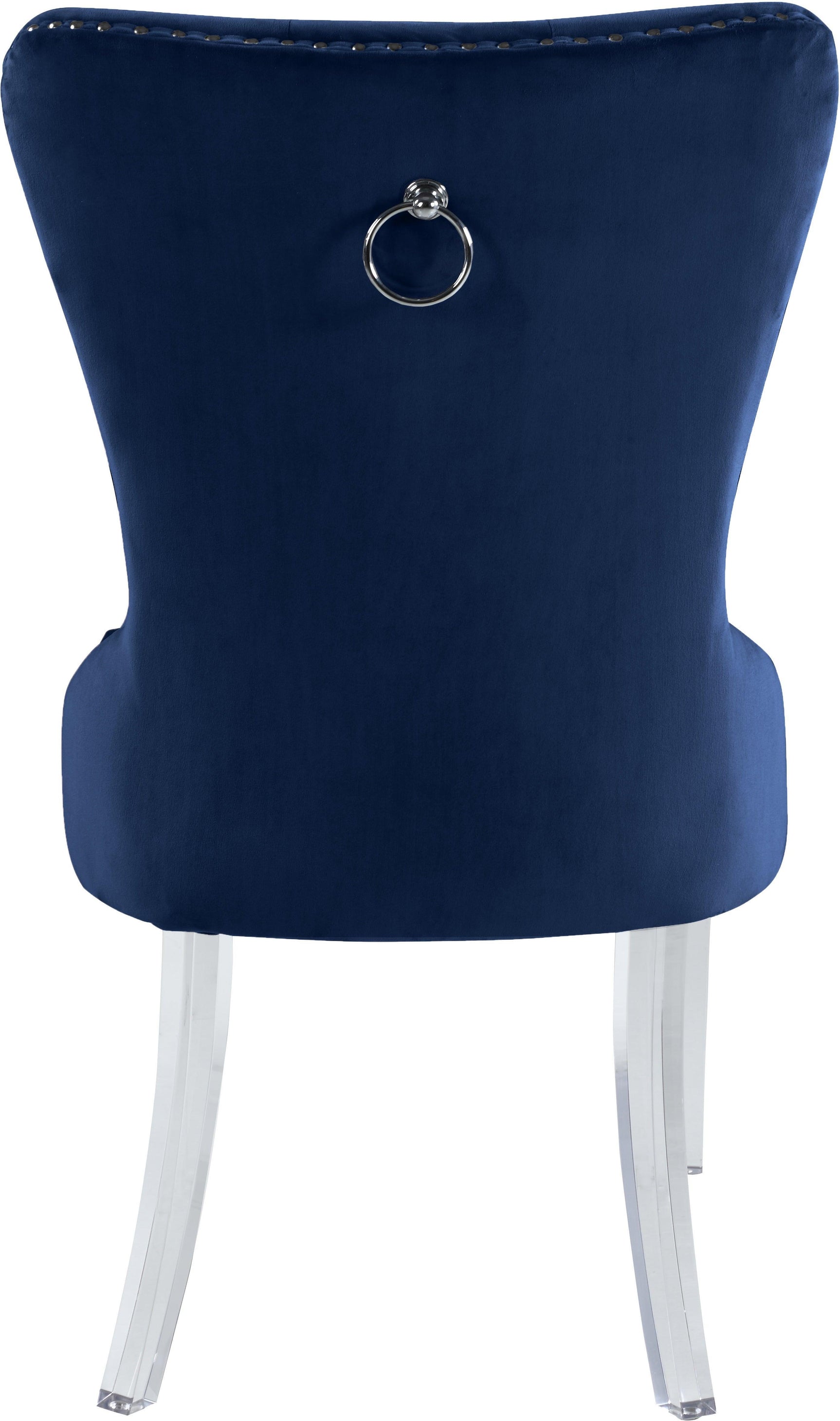 Miley Blue Velvet Dining Chair With Acrylic Legs - Ella Furniture