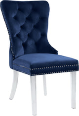 Miley Blue Velvet Dining Chair With Acrylic Legs - Ella Furniture