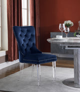 Miley Blue Velvet Dining Chair With Acrylic Legs - Ella Furniture