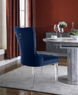 Miley Blue Velvet Dining Chair With Acrylic Legs - Ella Furniture