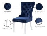 Miley Blue Velvet Dining Chair With Acrylic Legs - Ella Furniture