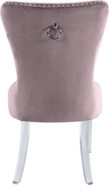 Miley Pink Velvet Dining Chair With Acrylic Legs - Ella Furniture