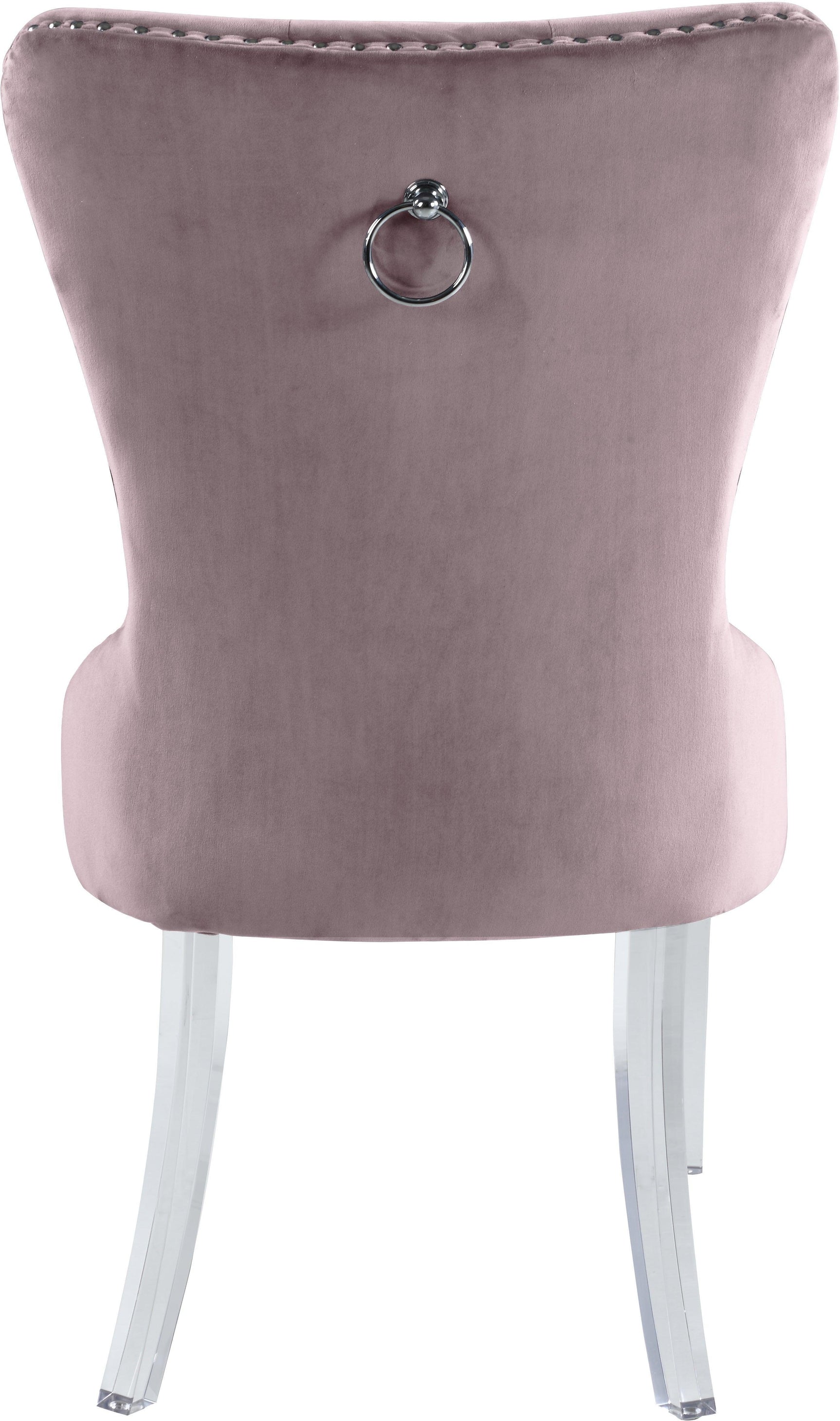 Miley Pink Velvet Dining Chair With Acrylic Legs - Ella Furniture