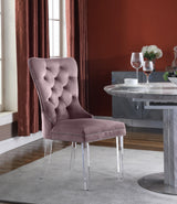 Miley Pink Velvet Dining Chair With Acrylic Legs - Ella Furniture