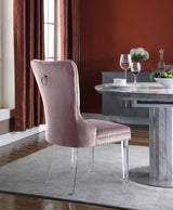 Miley Pink Velvet Dining Chair With Acrylic Legs - Ella Furniture