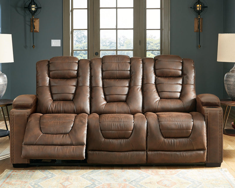 Owner's Box Thyme Faux Leather Power Reclining Sofa - Ella Furniture