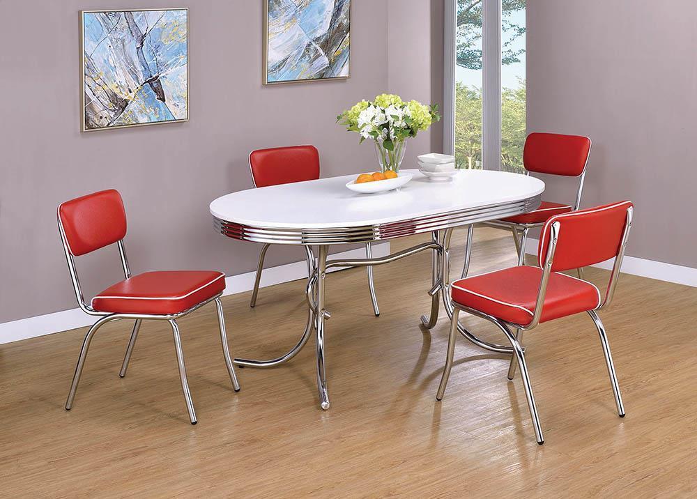 Retro Open Back Side Chairs Red And Chrome (Set Of 2) - Ella Furniture