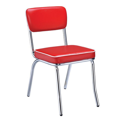 Retro Open Back Side Chairs Red And Chrome (Set Of 2) - Ella Furniture