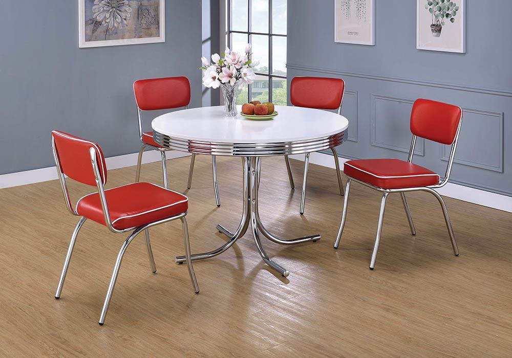Retro Open Back Side Chairs Red And Chrome (Set Of 2) - Ella Furniture