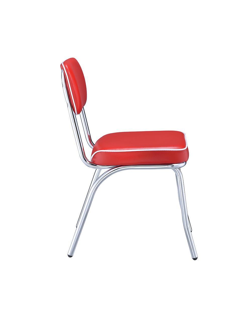 Retro Open Back Side Chairs Red And Chrome (Set Of 2) - Ella Furniture