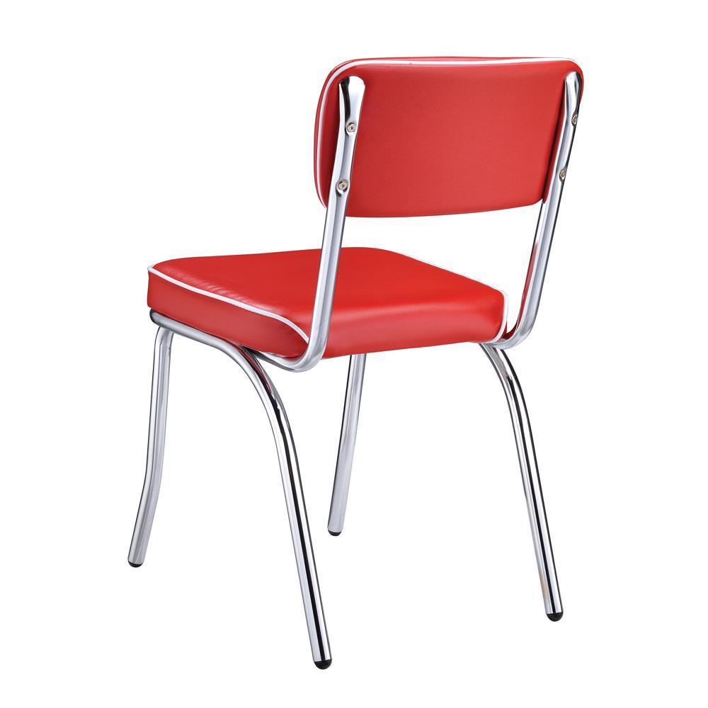 Retro Open Back Side Chairs Red And Chrome (Set Of 2) - Ella Furniture